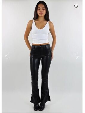 FREE PEOPLE LEVEL UP VEGAN SLIT PANTS BLACK new size 24